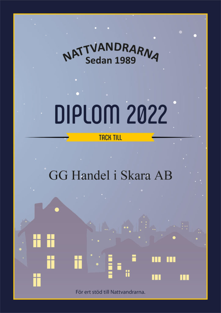 Ciplom till GG Handel för stöd till Nattvandrarna