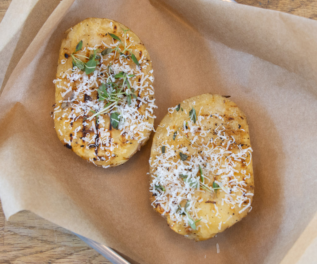 Grillade halvor Bakad potatis